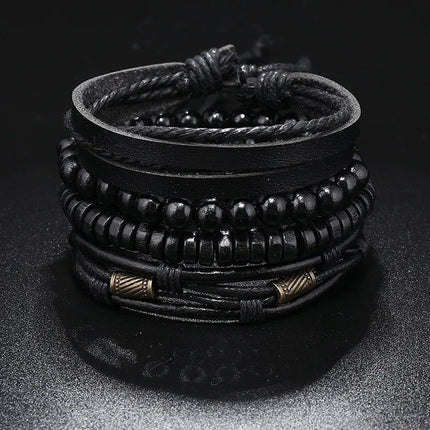 Bracelet Men Hand-Woven Leather Multilayer Punk Bracelets - Bracelet - VNOX - Mad Fly Essentials