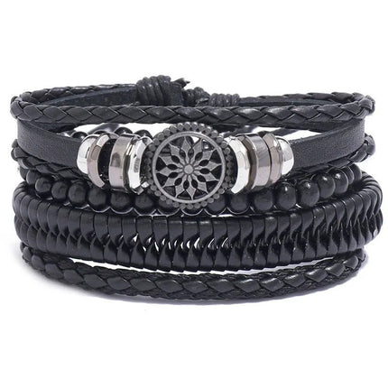 Bracelet Men Hand-Woven Leather Multilayer Punk Bracelets - Bracelet - VNOX - Mad Fly Essentials