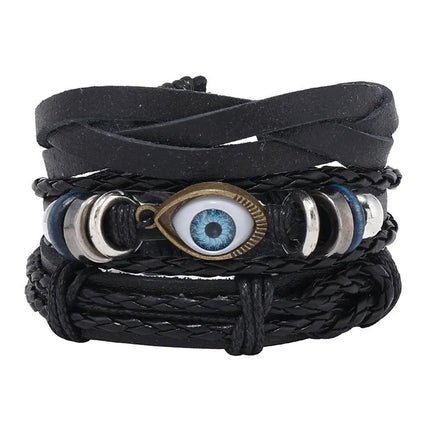 Bracelet Men Hand-Woven Leather Multilayer Punk Bracelets - Bracelet - VNOX - Mad Fly Essentials