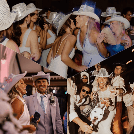 Bride Groom LED Cowboy Wedding Hat Party Essentials - Party Essentials - LEDP - Mad Fly Essentials