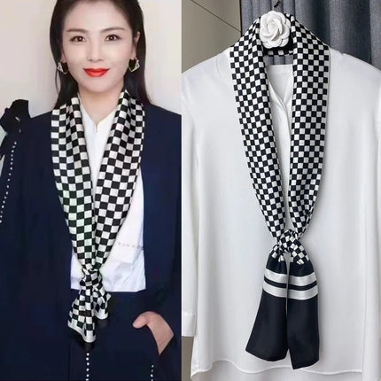 Business Attire Long Silk Women Plaid Scarf - Business Attire - SENAIFEI - Mad Fly Essentials