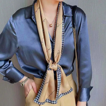 Business Attire Long Silk Women Plaid Scarf - Business Attire - SENAIFEI - Mad Fly Essentials
