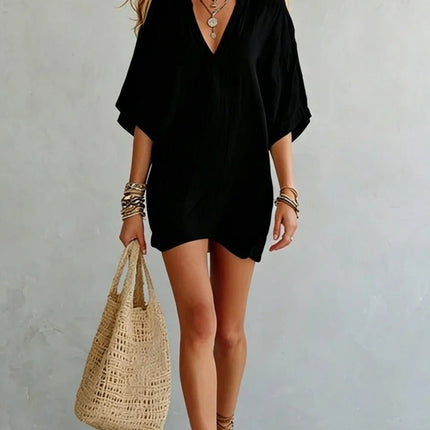 Business Attire Women Boho Linen Mini Dress - Business Attire - Suit Set - Mad Fly Essentials
