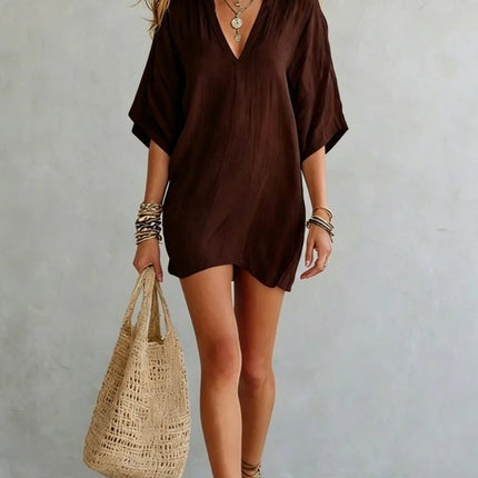 Business Attire Women Boho Linen Mini Dress - Business Attire - Suit Set - Mad Fly Essentials