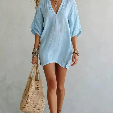 Business Attire Women Boho Linen Mini Dress - Business Attire - Suit Set - Mad Fly Essentials