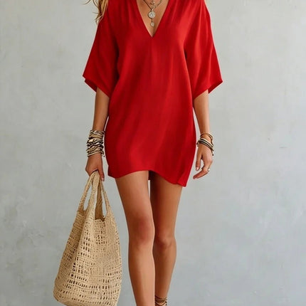 Business Attire Women Boho Linen Mini Dress - Business Attire - Suit Set - Mad Fly Essentials
