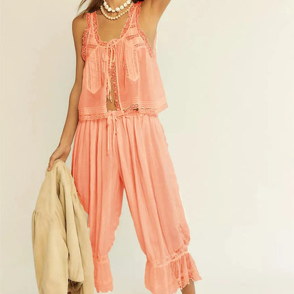 Business Attire Women Boho Tie Lace 2pc Outfit - Business Attire - Boho Queens - Mad Fly Essentials