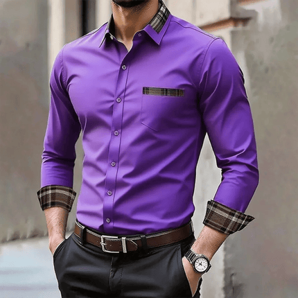 Business Casual Shirt BC Men Fashion Solid Long Sleeve Shirt - Business Casual Shirt - BC - Mad Fly Essentials