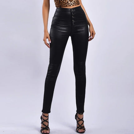 Cargo Pants Women Fashion Red Black Leather Casual Pants - Cargo Pants - Yaerni - Mad Fly Essentials