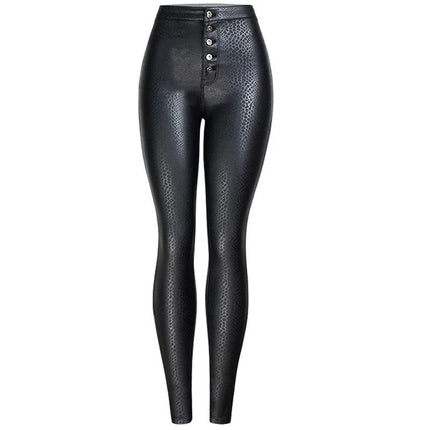 Cargo Pants Women Fashion Red Black Leather Casual Pants - Cargo Pants - Yaerni - Mad Fly Essentials