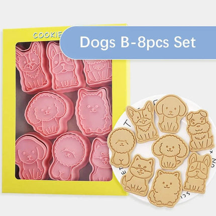Cartoon 3D Animal 8Pcs Cookie Cutter - Cookie Cutter - Animal Elements - Mad Fly Essentials