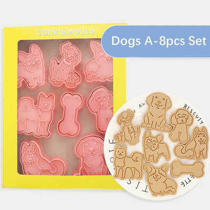 Cartoon 3D Animal 8Pcs Cookie Cutter - Cookie Cutter - Animal Elements - Mad Fly Essentials