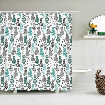 Cartoon Cat Llama Curtain Shower Bathroom Decor - Bathroom Decor - Retro Rugs - Mad Fly Essentials