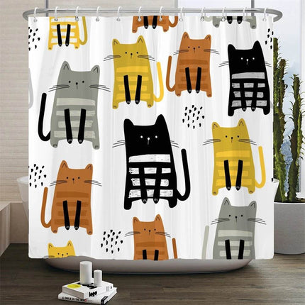 Cartoon Cat Llama Curtain Shower Bathroom Decor - Bathroom Decor - Retro Rugs - Mad Fly Essentials