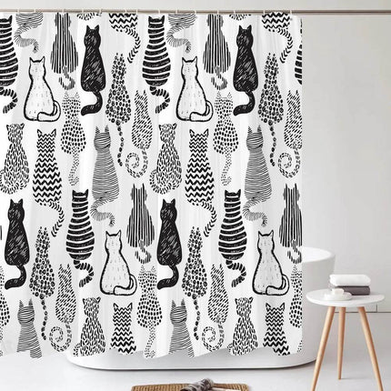 Cartoon Cat Llama Curtain Shower Bathroom Decor - Bathroom Decor - Retro Rugs - Mad Fly Essentials