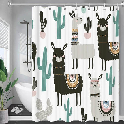 Cartoon Cat Llama Curtain Shower Bathroom Decor - Bathroom Decor - Retro Rugs - Mad Fly Essentials
