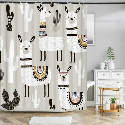 Cat Llama Curtain Shower Bathroom Decor - Mad Fly Essentials