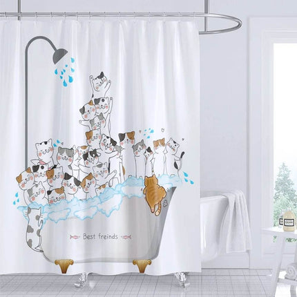Cartoon Cat Llama Curtain Shower Bathroom Decor - Bathroom Decor - Retro Rugs - Mad Fly Essentials