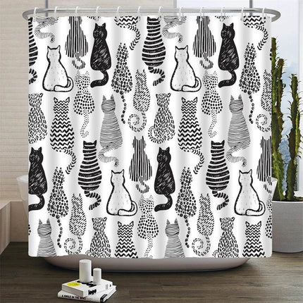Cartoon Cat Llama Curtain Shower Bathroom Decor - Bathroom Decor - Retro Rugs - Mad Fly Essentials