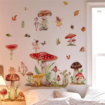 Cartoon Mushroom Fairy 3D Wall Sticker Wallpaper - Wallpaper - JD Home Decor - Mad Fly Essentials