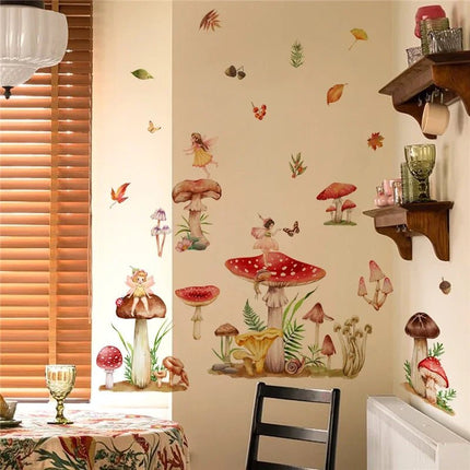 Cartoon Mushroom Fairy 3D Wall Sticker Wallpaper - Wallpaper - JD Home Decor - Mad Fly Essentials