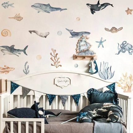 Cartoon Sharks Wall Decal Nursery Decor - Mad Fly Essentials