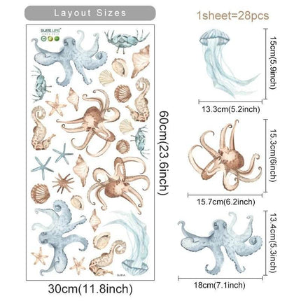 Cartoon Sharks Sea Marine Life Theme Wall Nursery Decor - Nursery Decor - Luminous - Mad Fly Essentials