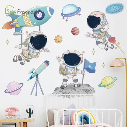 Cartoon Space Astronaut 3D Wall Stickers - Mad Fly Essentials