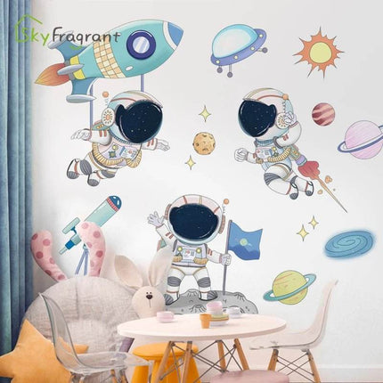 Cartoon Space Astronaut 3D Wall Stickers - Mad Fly Essentials
