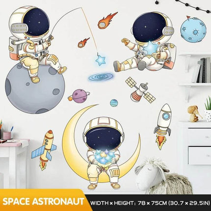 Cartoon Space Astronaut 3D Wall Stickers - Mad Fly Essentials