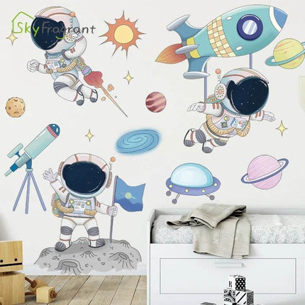 Cartoon Space Astronaut 3D Wall Stickers - Mad Fly Essentials