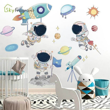 Cartoon Space Astronaut 3D Wall Stickers - Mad Fly Essentials