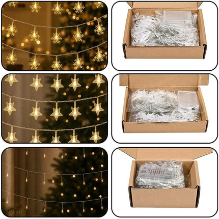 Christmas Decor 2pack 6M Snowflake LED Fairy Lights - Christmas Decor - RXSFY - Mad Fly Essentials