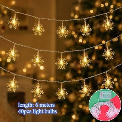 Christmas Decor 2pack 6M Snowflake LED Fairy Lights - Christmas Decor - RXSFY - Mad Fly Essentials