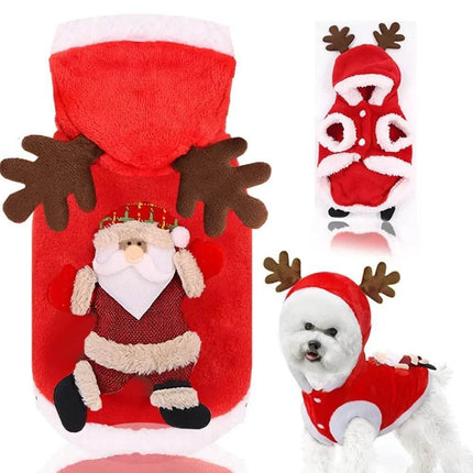 Christmas Dog Clothes Santa Pet Hoodies - Pet Hoodies - PetBoss - Mad Fly Essentials