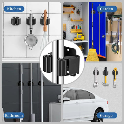 Cleaning Hacks Home Mop 4pc Wall Mounted Broom Rack - Cleaning Hacks - BES - Mad Fly Essentials