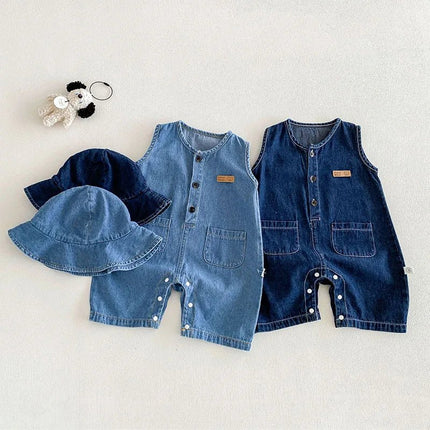 Clothing Set Baby Boy Denim 3 - 24M Toddler Overalls + Hat - Clothing Set - AiLe Rabbit - Mad Fly Essentials