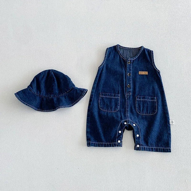 Clothing Set Baby Boy Denim 3 - 24M Toddler Overalls + Hat - Clothing Set - AiLe Rabbit - Mad Fly Essentials