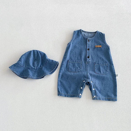Clothing Set Baby Boy Denim 3 - 24M Toddler Overalls + Hat - Clothing Set - AiLe Rabbit - Mad Fly Essentials