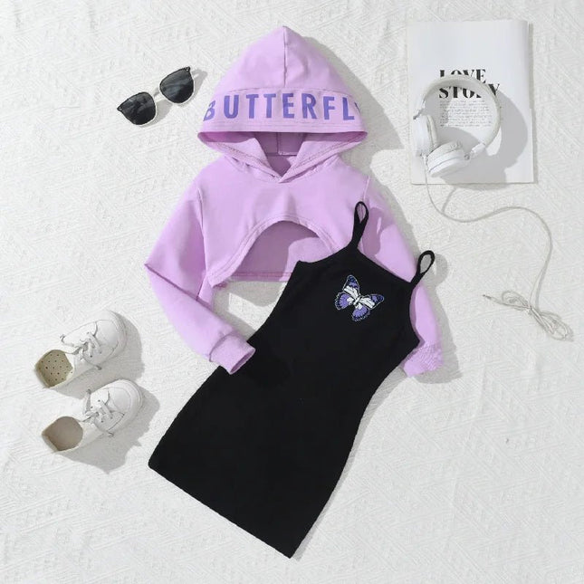 Clothing Set Girl Butterfly Black Vest Dress - Clothing Set - Lolocee - Mad Fly Essentials