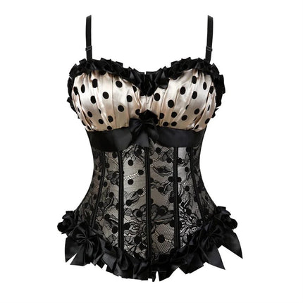Corset Women Strap Polka Jacquard Gothic Bustier - Corset - ELSVIOS - Mad Fly Essentials
