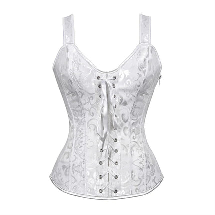 Corset Women Strap Polka Jacquard Gothic Bustier - Corset - ELSVIOS - Mad Fly Essentials