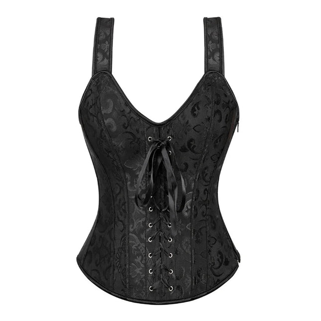 Corset Women Strap Polka Jacquard Gothic Bustier - Corset - ELSVIOS - Mad Fly Essentials
