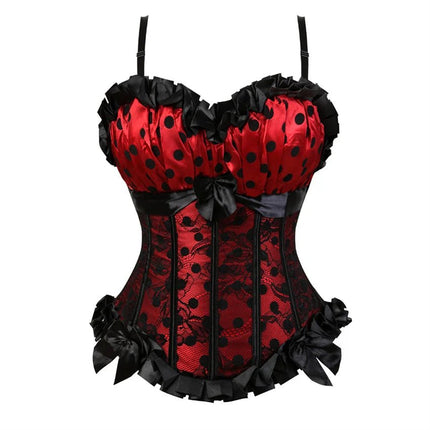 Corset Women Strap Polka Jacquard Gothic Bustier - Corset - ELSVIOS - Mad Fly Essentials