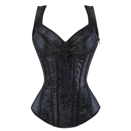 Corset Women Strap Polka Jacquard Gothic Bustier - Corset - ELSVIOS - Mad Fly Essentials