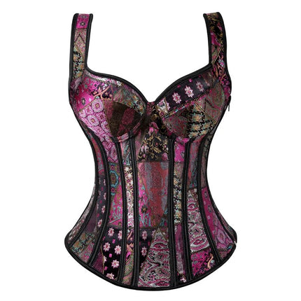Corset Women Strap Polka Jacquard Gothic Bustier - Corset - ELSVIOS - Mad Fly Essentials