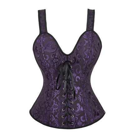 Corset Women Strap Polka Jacquard Gothic Bustier - Corset - ELSVIOS - Mad Fly Essentials