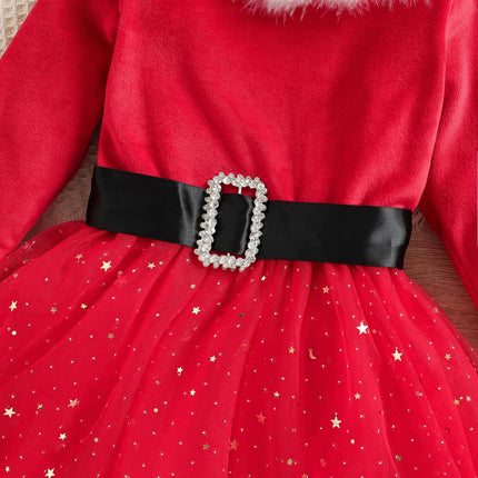Costume Dress Baby Girl Fluffy Red Long Santa Girl Outfit - Costume Dress - Pixiekiki - Mad Fly Essentials