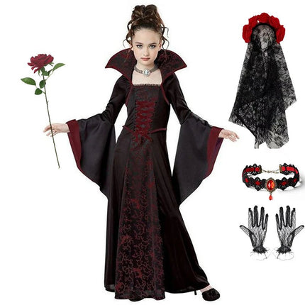 Costume Dress Girl Halloween Black Vampire Witch Cosplay Costume Set - Costume Dress - Madeline - Mad Fly Essentials