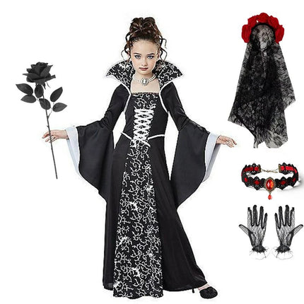 Costume Dress Girl Halloween Black Vampire Witch Cosplay Costume Set - Costume Dress - Madeline - Mad Fly Essentials